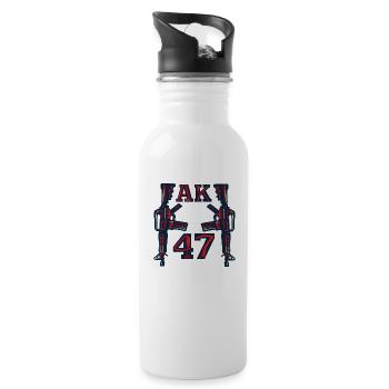 Ak47 assault rifle weapon ammunition art design - Water bottle with straw - white - Right