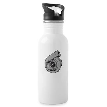 Turbo Turbolader Boost Ladedruck Tuning Geschenk - Trinkflasche mit integriertem Trinkhalm - Weiß - Rechts
