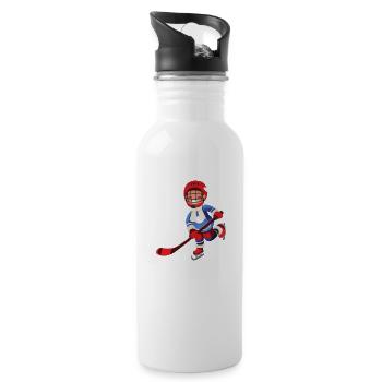 Ice Hockey Field Hockey Puck Gift Winter Sports Ice - Water bottle with straw - white - Right