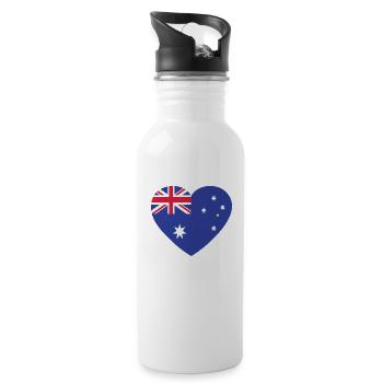 Australien Herz Flagge Fahne Canberra Geschenk - Trinkflasche mit integriertem Trinkhalm - Weiß - Rechts