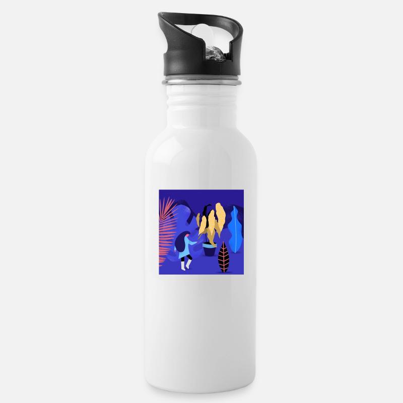 magic plants - Water bottle with straw - white