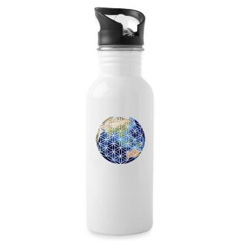 Earth Flower of Life - Water bottle with straw - white - Right