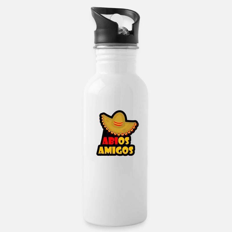 Abios Amigos Abitur Spruch - Trinkflasche mit integriertem Trinkhalm - Weiß