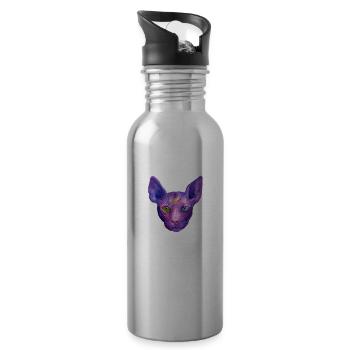 Sphynx Katze - Trinkflasche mit integriertem Trinkhalm - Lightsilver - Rechts