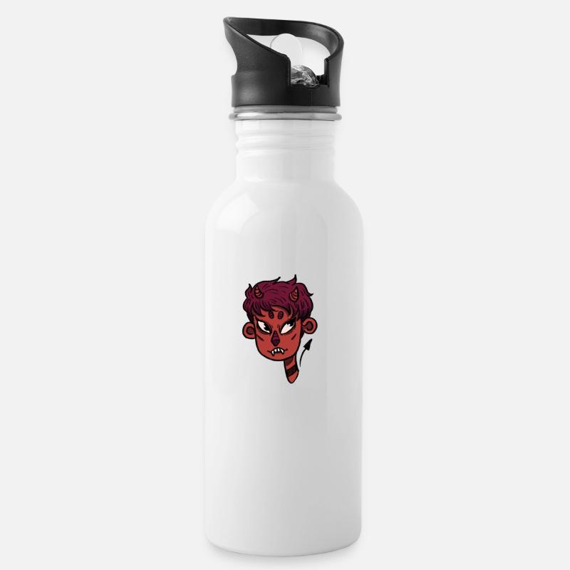 Little Demon - Water bottle with straw - white
