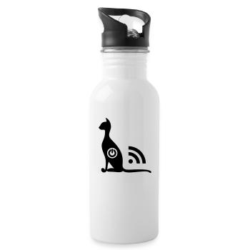 Katze WLAN EIN AUS - Trinkflasche mit integriertem Trinkhalm - Weiß - Rechts