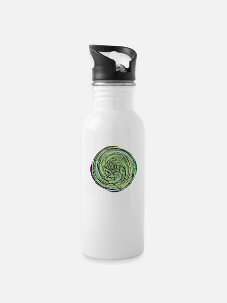 Kreis, Rund, Kugel - Trinkflasche mit integriertem Trinkhalm - Weiß