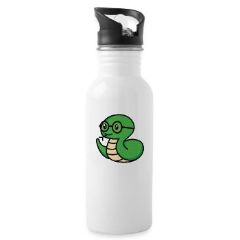 Eyeglass Snake Nose Bike Reptile Comic - Water bottle with straw - white - Right