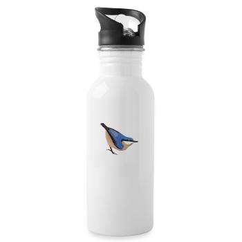 jz.birds nuthatch bird design - Water bottle with straw - white - Right