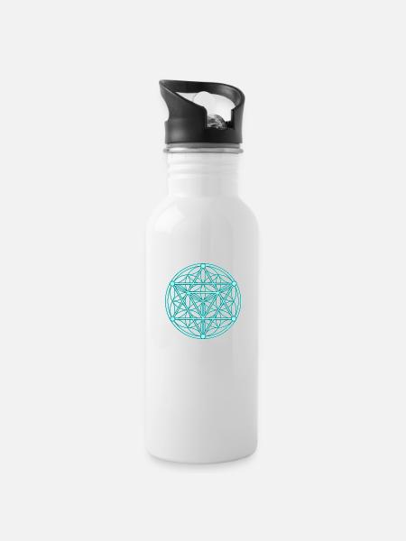 Seed of Life & Tetrahedron - Water bottle with straw - white