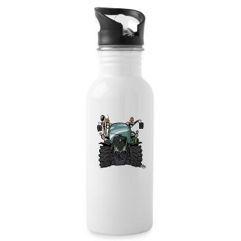 0195 F - Trinkflasche mit integriertem Trinkhalm - Weiß - Rechts