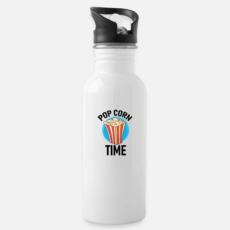 Popcorn Time! - Water bottle with straw - white