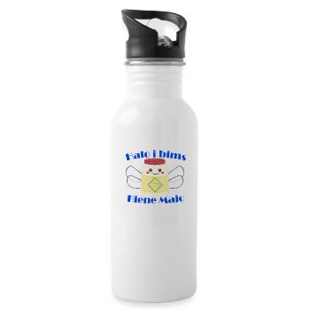 Halo i bims Biene Majo Flachwitz Shirt - Trinkflasche mit integriertem Trinkhalm - Weiß - Rechts