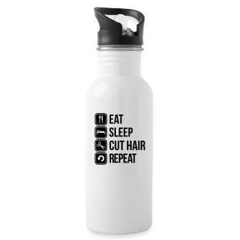 Friseur - Trinkflasche mit integriertem Trinkhalm - Weiß - Rechts