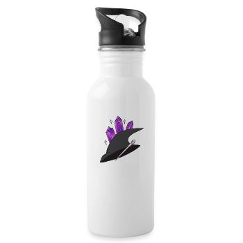 Hexenhut mit Kristallen - Trinkflasche mit integriertem Trinkhalm - Weiß - Rechts