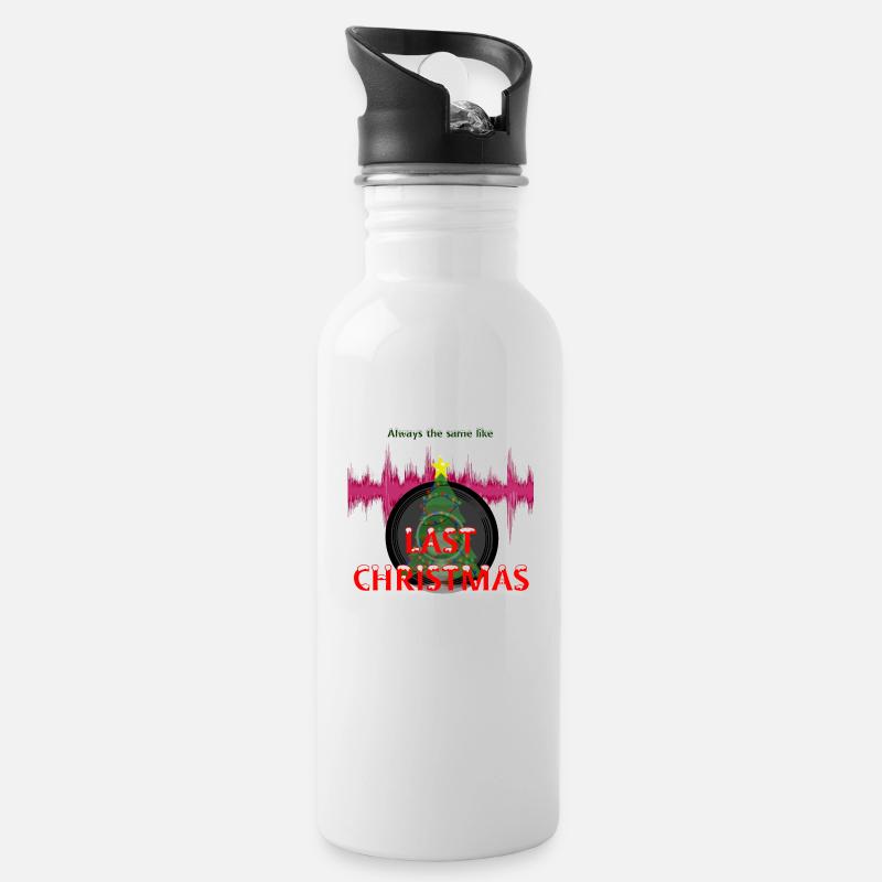 Last Christmas - Trinkflasche mit integriertem Trinkhalm - Weiß