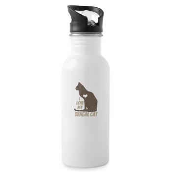 I love my Bengal Cat Cat Possession Gift Idea - Water bottle with straw - white - Right