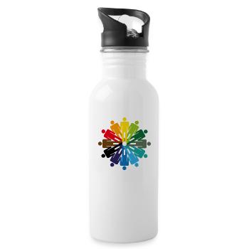The world is colorful! Gift LGBT world love colors - Water bottle with straw - white - Right