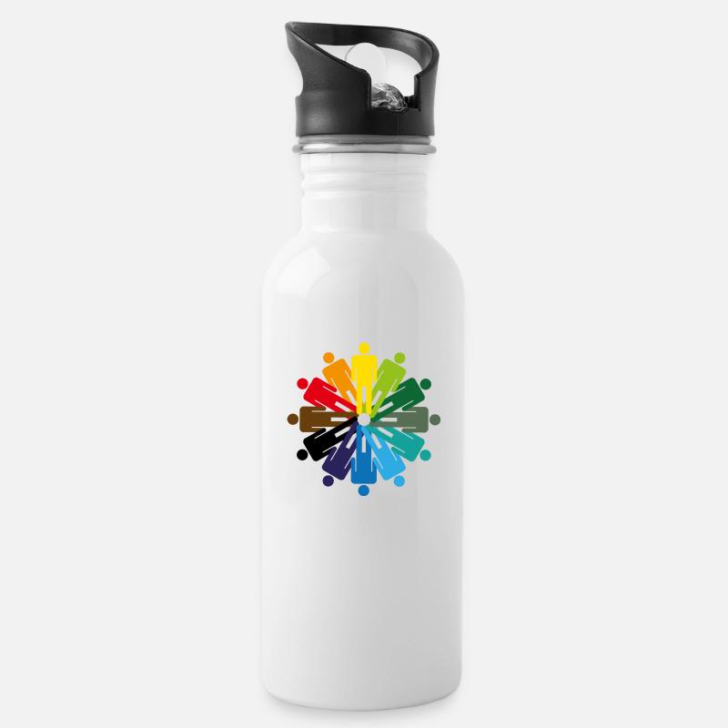 Die Welt ist bunt! Geschenk LGBT Welt Liebe Farben - Trinkflasche mit integriertem Trinkhalm - Weiß