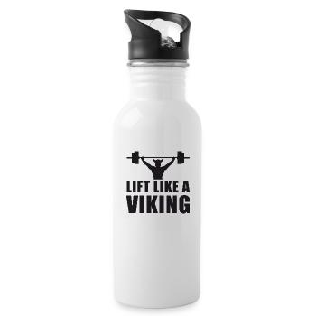 Vikings Lift Like A Viking bodybuilder gift - Water bottle with straw - white - Right