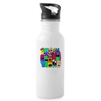 MONSTER DOODLE - Trinkflasche mit integriertem Trinkhalm - Weiß - Rechts