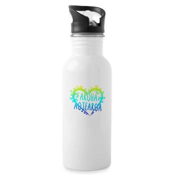 Maori Aroha Aotearoa Siver Fern Herz-Geschenkidee - Trinkflasche mit integriertem Trinkhalm - Weiß - Rechts