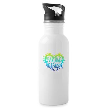Maori Aroha Aotearoa Siver Fern Herz-Geschenkidee - Trinkflasche mit integriertem Trinkhalm - Weiß - Rechts