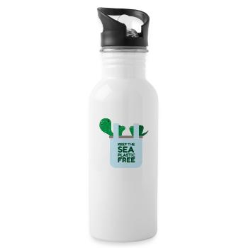 Keep the Sea Plastic Free gift idea - Water bottle with straw - white - Right