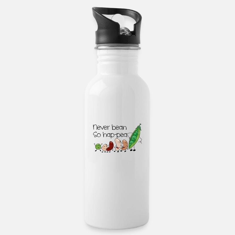 bean happy - Trinkflasche mit integriertem Trinkhalm - Weiß