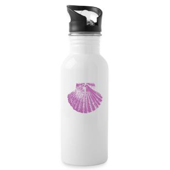 Jakobsmuschel Camino de Santiago - Trinkflasche mit integriertem Trinkhalm - Weiß - Rechts
