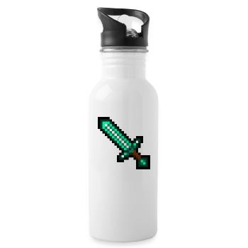 Pixel Schwert - Trinkflasche mit integriertem Trinkhalm - Weiß - Rechts