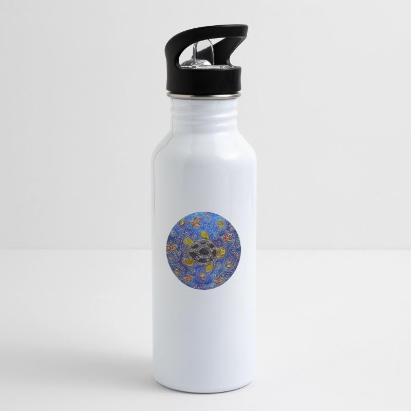 Modified blue cd turtle 1 Water bottle with straw