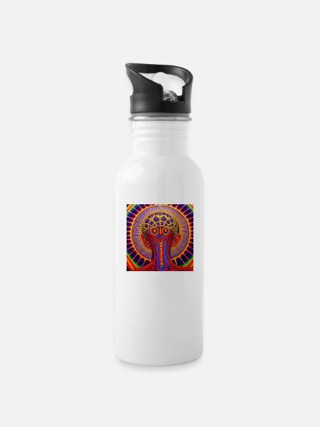 Abstract Art of a Head 1 - Water bottle with straw - white
