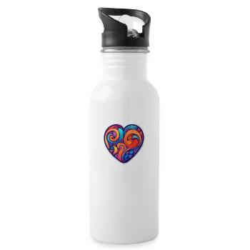 Colorful Heart - Water bottle with straw - white - Right