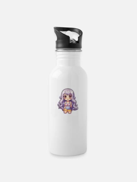 Douce fille manga - Gourde avec paille intégrée - blanc
