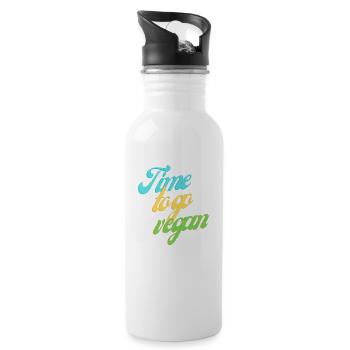 Time to go vegan - Water bottle with straw - white - Right