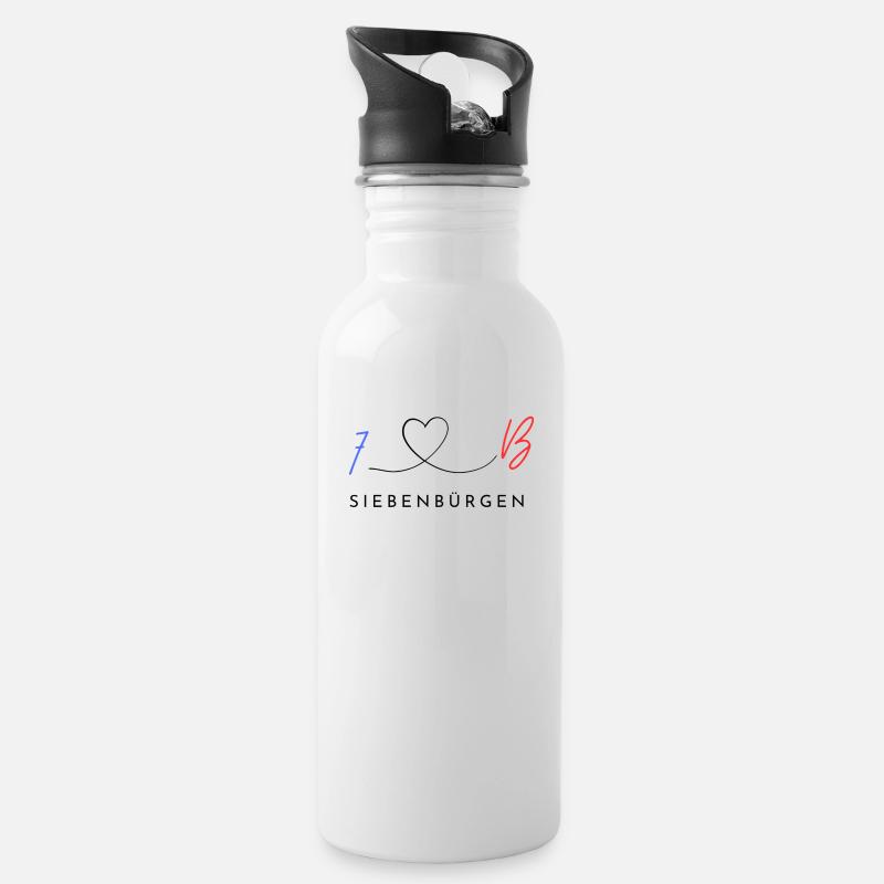 7B- Siebenbürgen - Trinkflasche mit integriertem Trinkhalm - Weiß