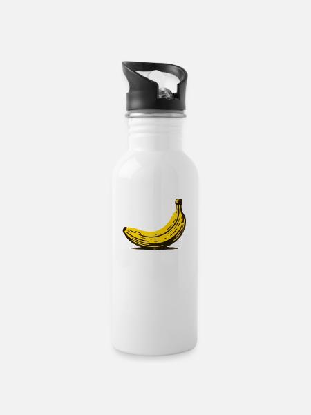 Banane - Trinkflasche mit integriertem Trinkhalm - Weiß