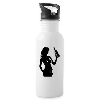 Woman Party Silhouette Drink Wine - Water bottle with straw - white - Right
