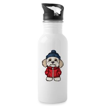 Chien Bichon Havanais élégant - Gourde avec paille intégrée - blanc - Droite