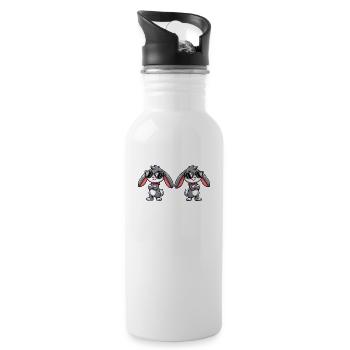 hase comic sonnenbrille 2 - Trinkflasche mit integriertem Trinkhalm - Weiß - Rechts