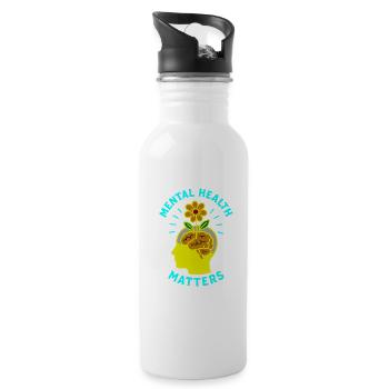 Mental Health Flower - Water bottle with straw - white - Right