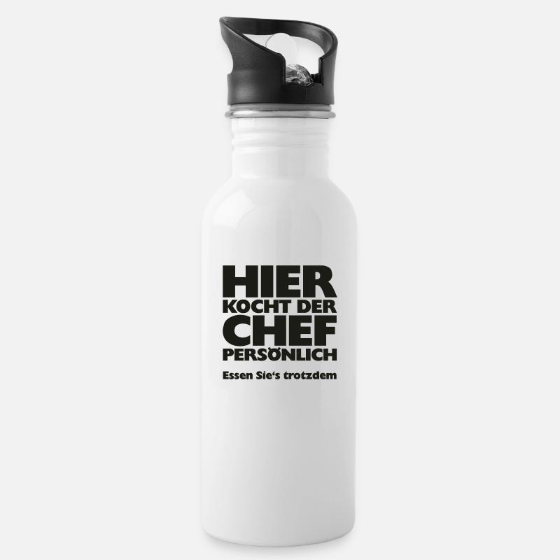 Here, the chef cooks! Eat's - Water bottle with straw - white