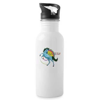Blue unicorn, the legendary mythical animal - Water bottle with straw - white - Right