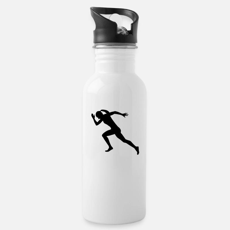 sprinter, runner, running - Water bottle with straw - white