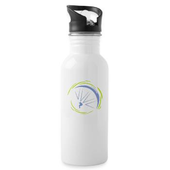 Flugwunder_Gleitschirm Blau - Trinkflasche mit integriertem Trinkhalm - Weiß - Rechts