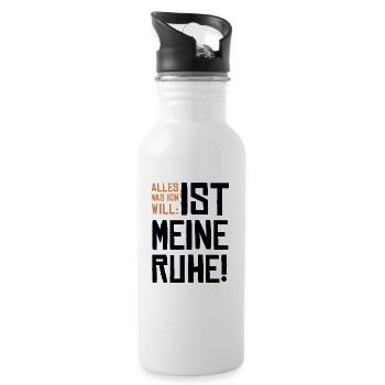 Ruhe.Silentium.Konzentration Arbeitsstelle Werkst - Trinkflasche mit integriertem Trinkhalm - Weiß - Rechts