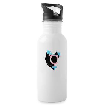 Transgender Symbol Transgender Flagge Trans farben - Trinkflasche mit integriertem Trinkhalm - Weiß - Rechts