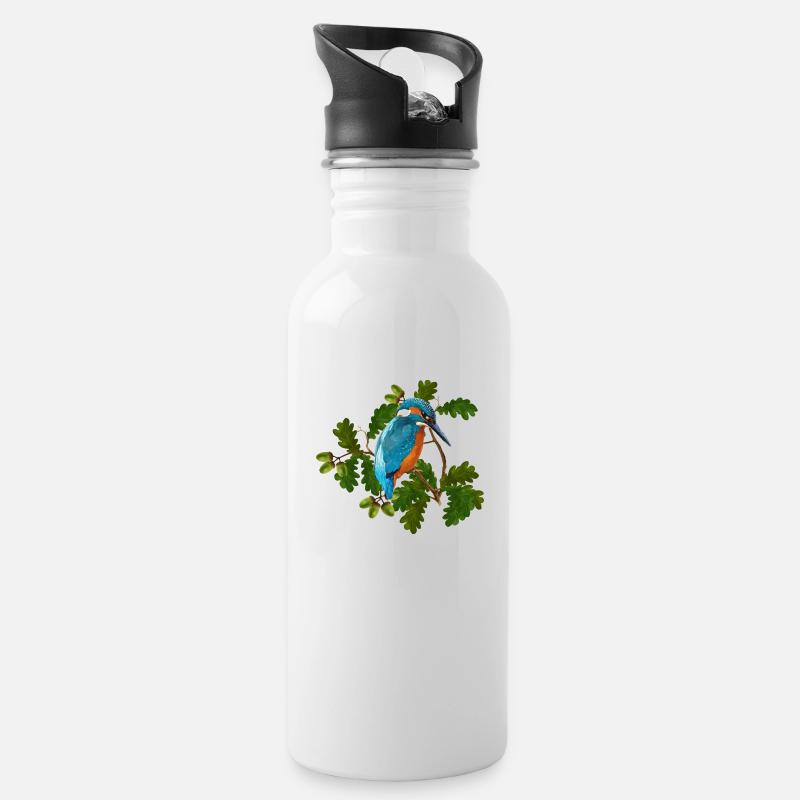 Vogel - Trinkflasche mit integriertem Trinkhalm - Weiß