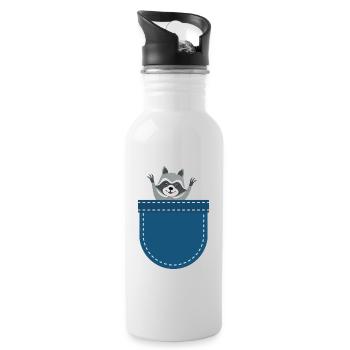 Forest Animal Trash Panda Gift Breast Bag Raccoon - Water bottle with straw - white - Right